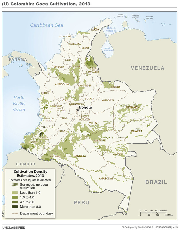 2015 Colombia Coca Cultivation Map Created By The cIA