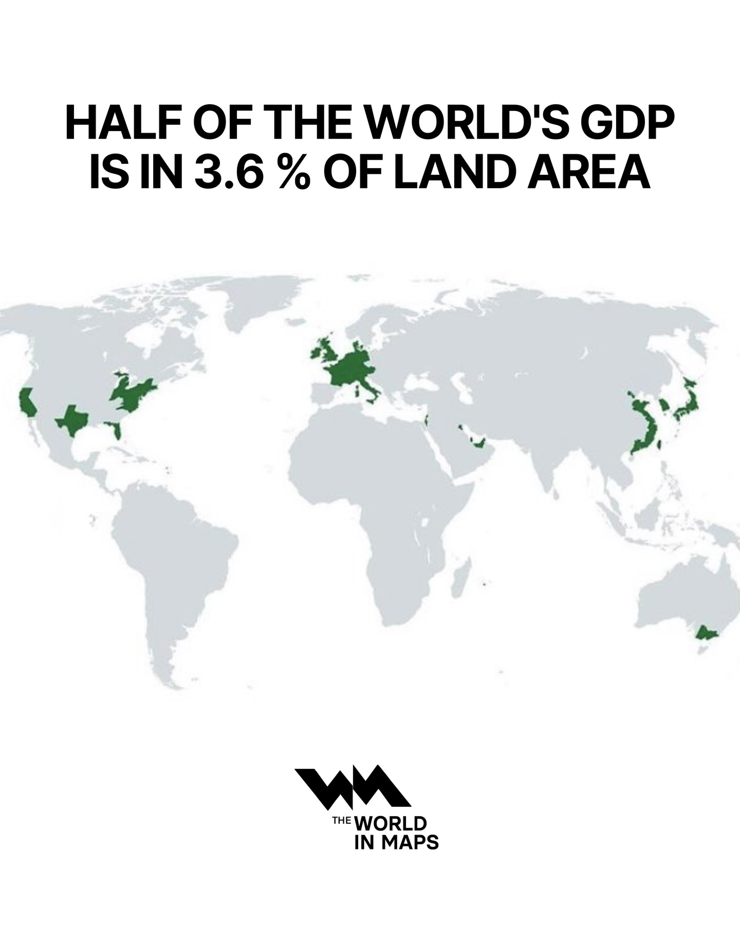 Half of GDP in 3.6% of land area