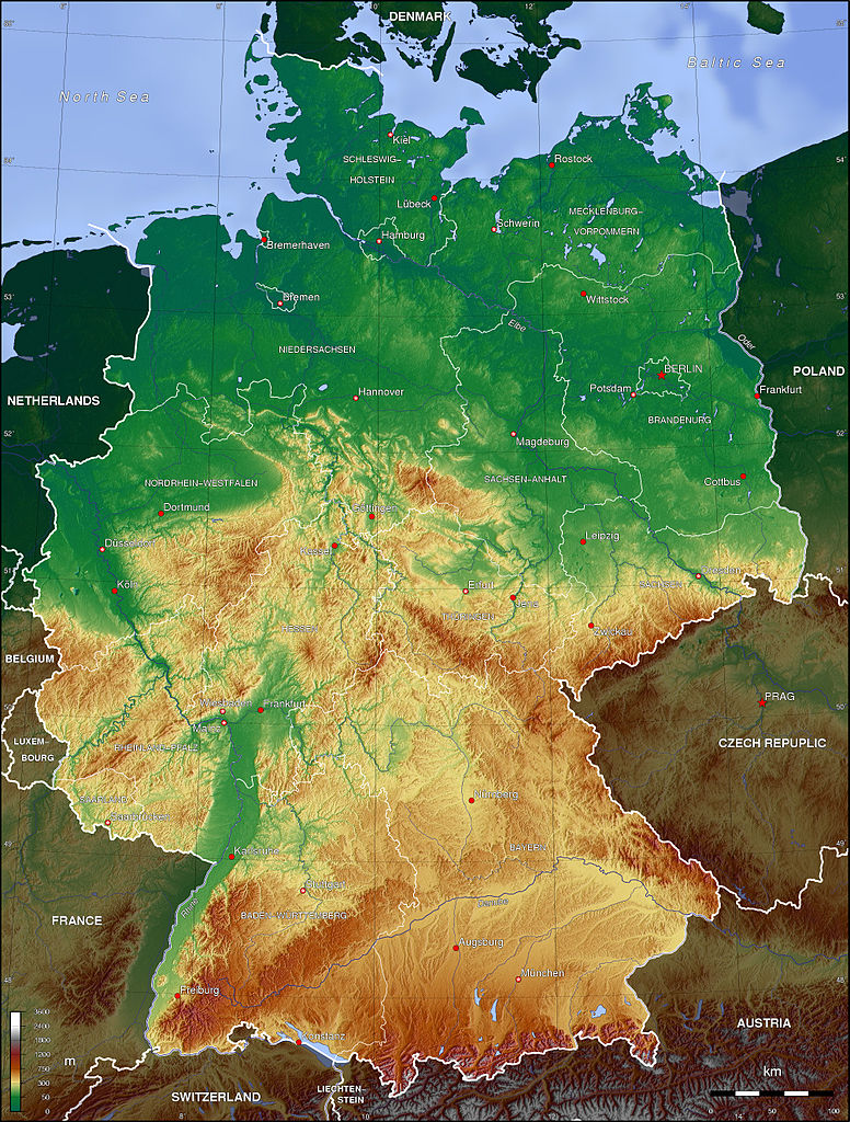 Topographic Map of Germany