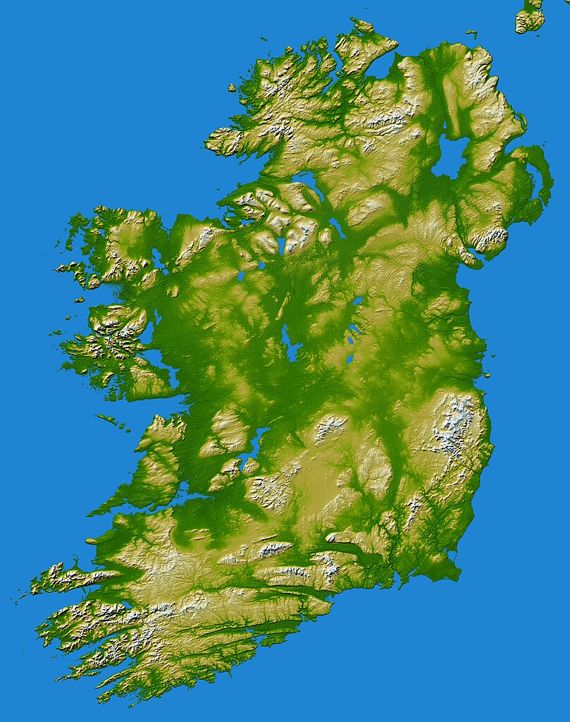 Topographic Map of Ireland