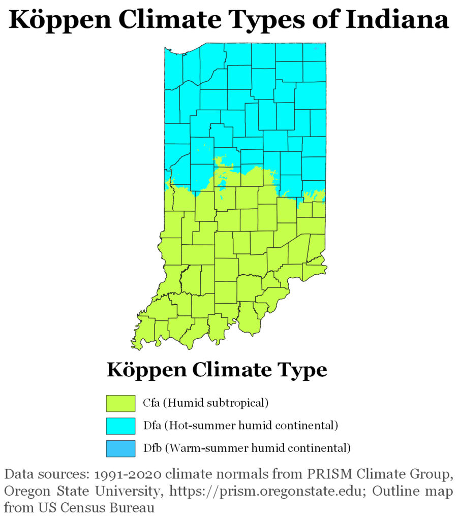 Indiana Köppen Climate Map