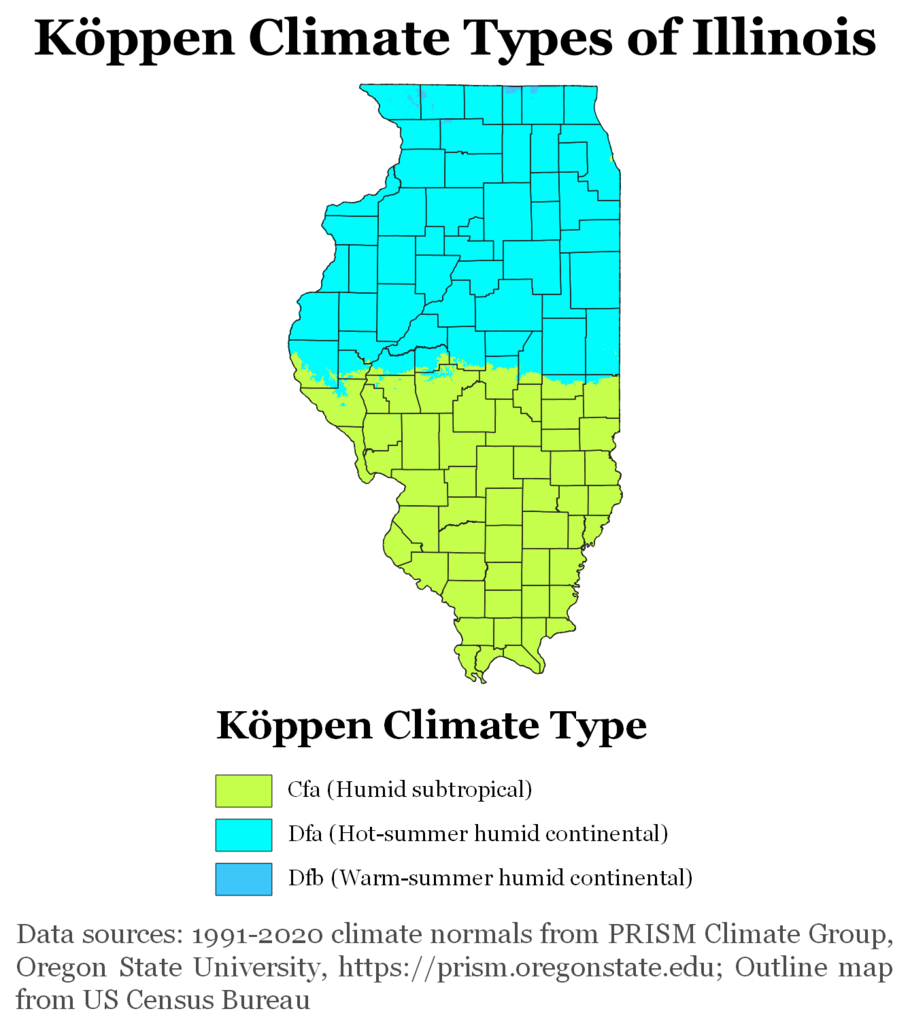 Illinois Köppen Climate Map