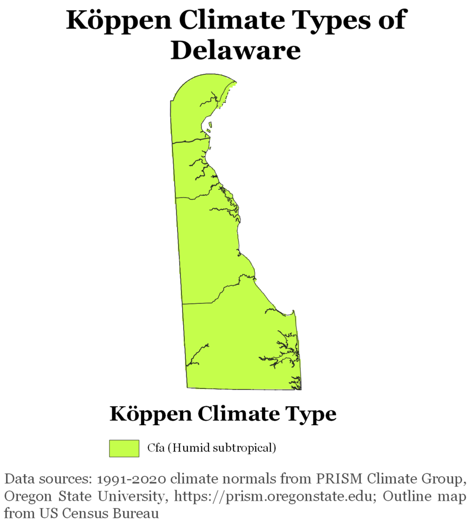 Delaware Köppen Climate Map
