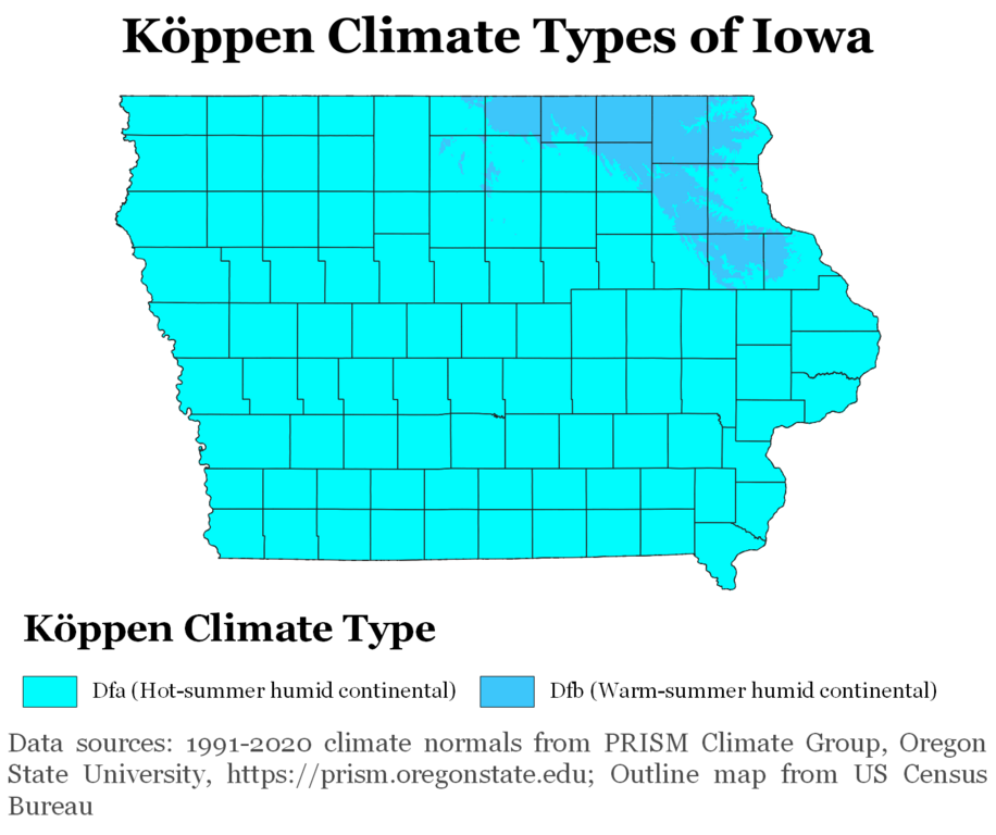 Iowa Köppen Climate Map