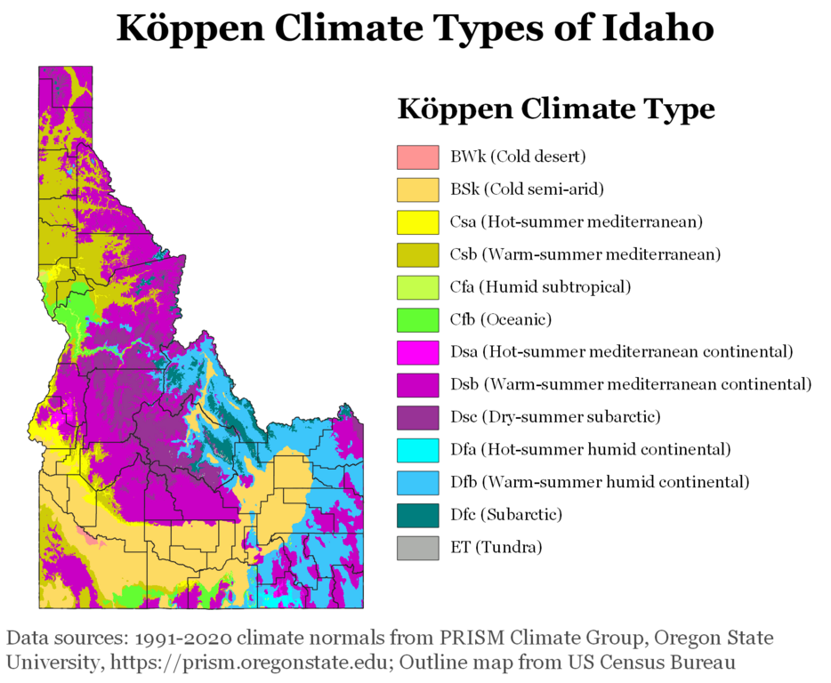 Idaho Köppen Climate Map