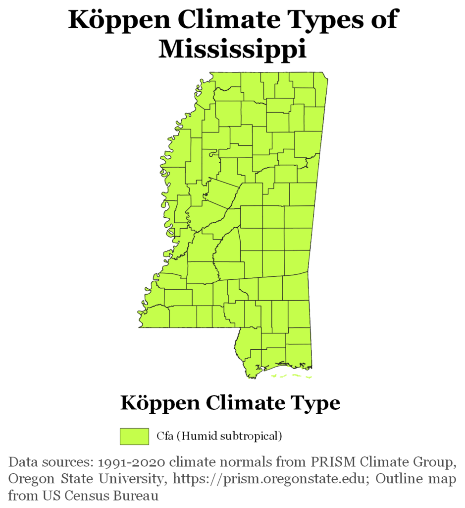 Mississippi Köppen Climate Map