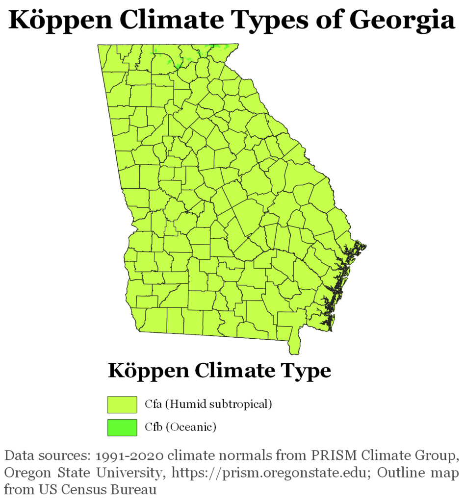 Georgia Köppen Climate Map
