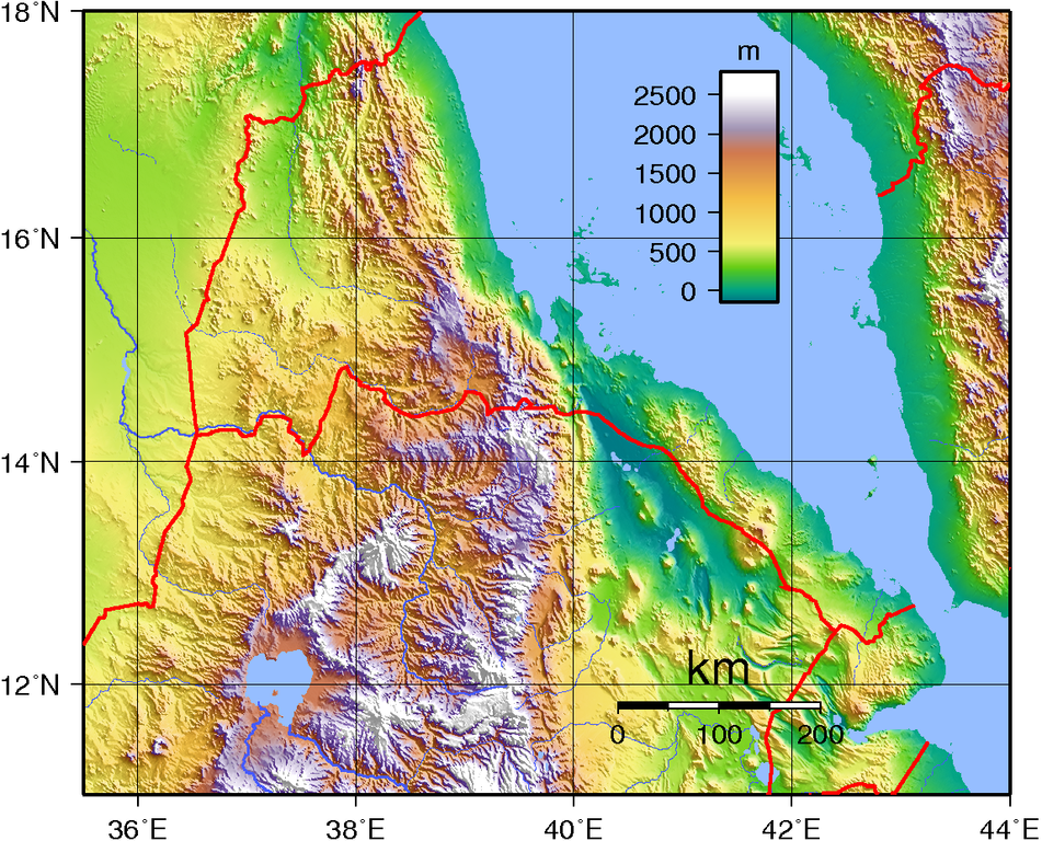 Topographic Map of Eritrea
