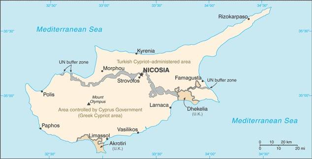 Map of Akrotiri and Dhekelia