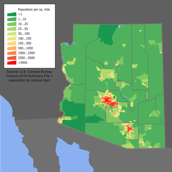 Arizona Population Density Map