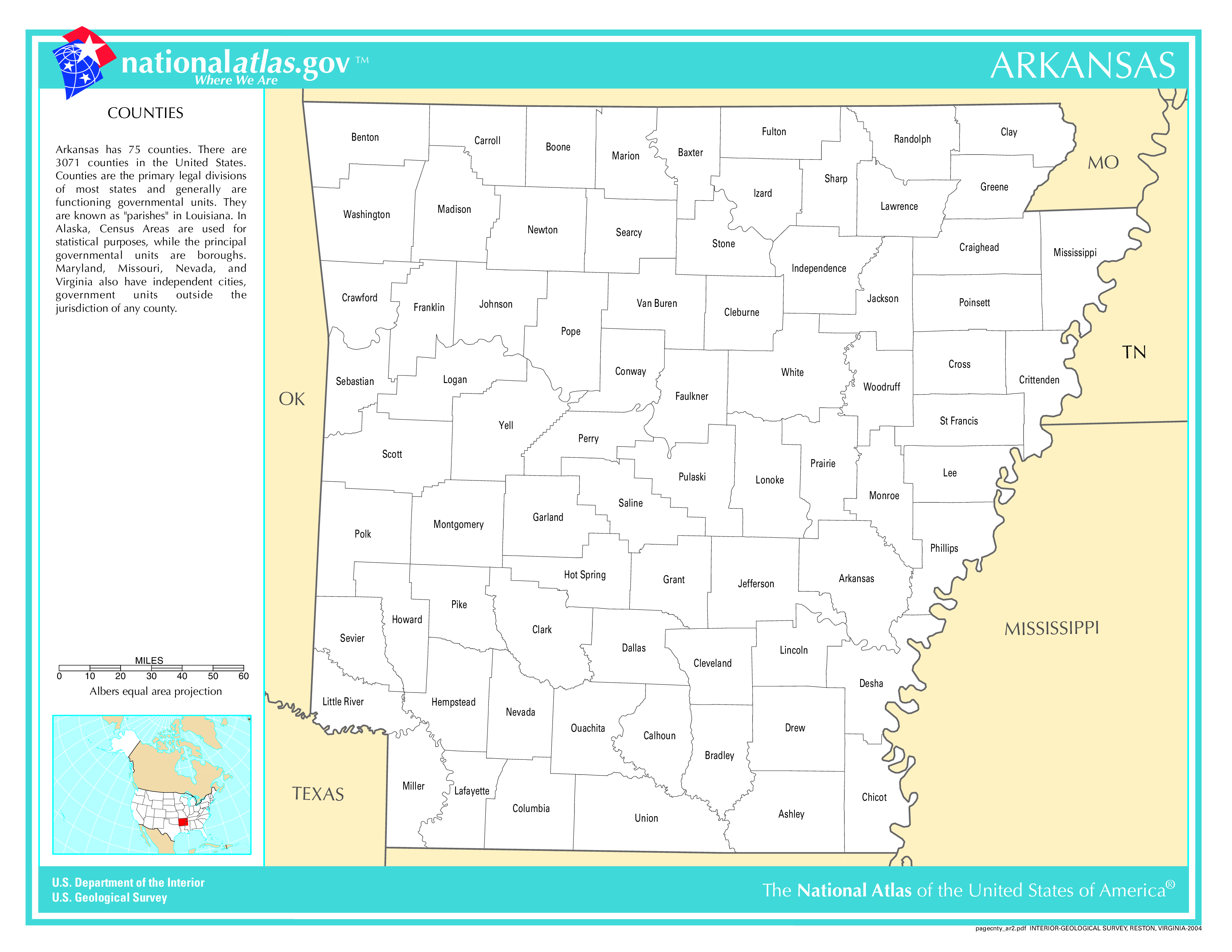 Arkansas County Map