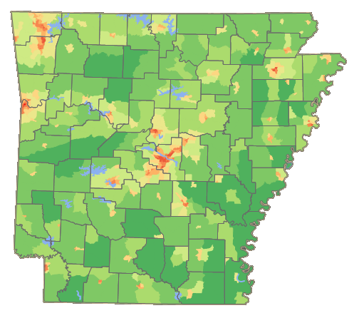 Arkansas Population Density Map