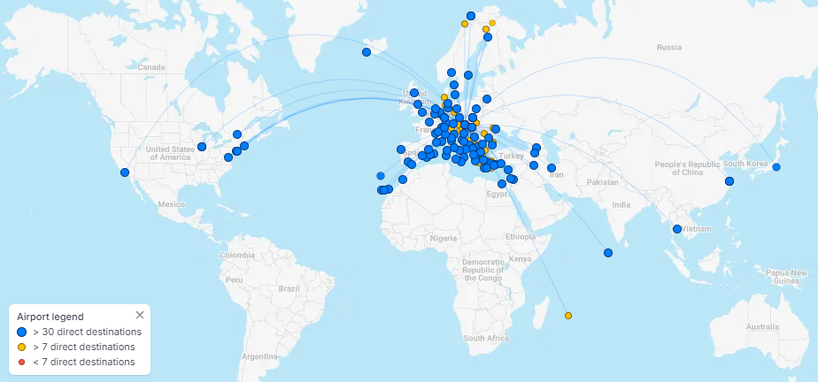 Austrian Flight Route Destinations Map In 2025 Brilliant Maps