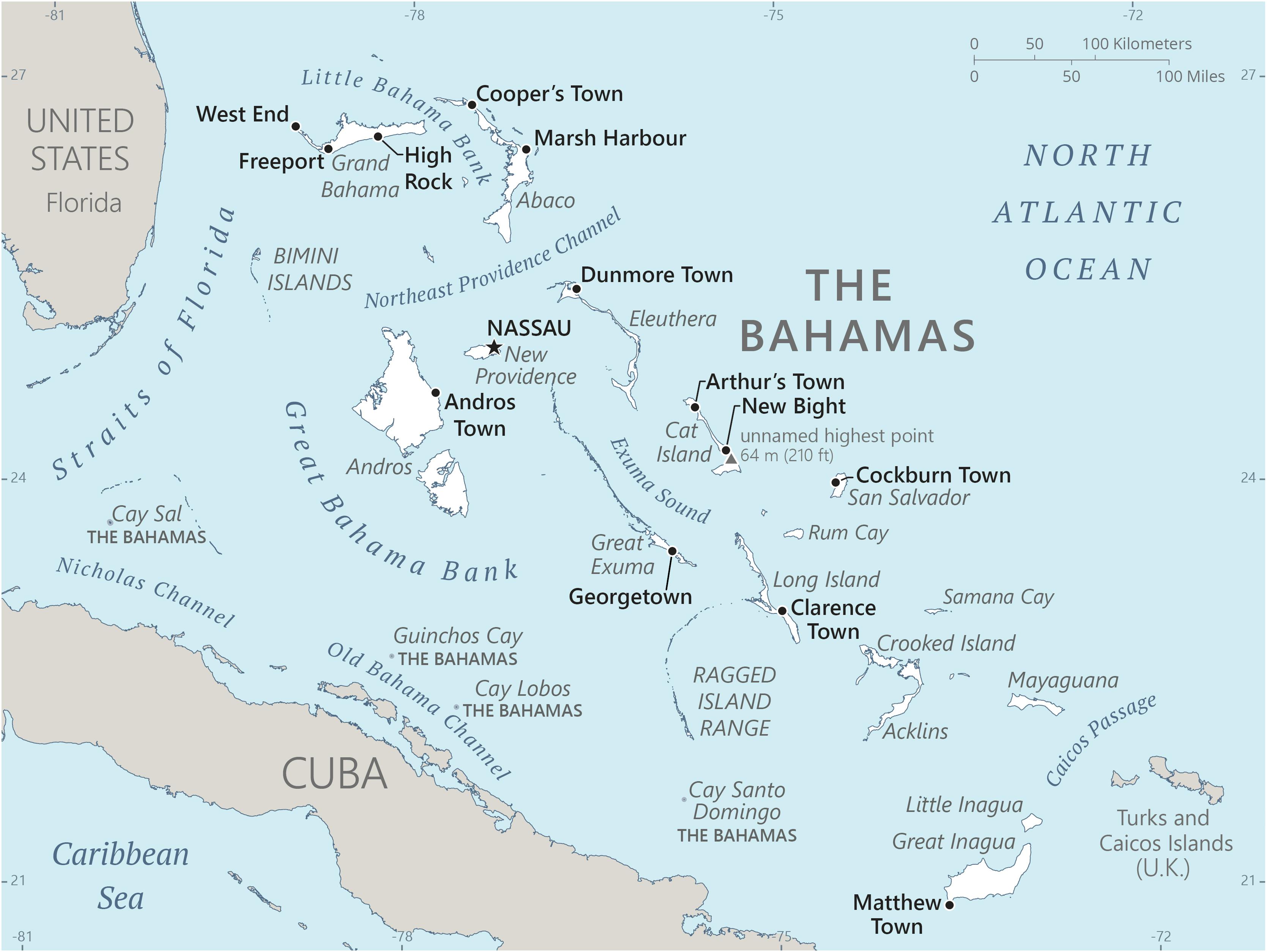 Map of Bahamas, The