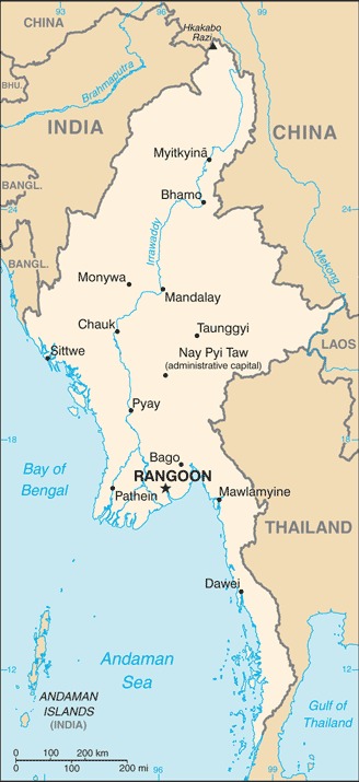 Map of Myanmar (Burma)