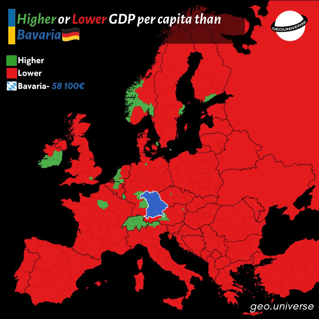 European regions that are richer and poorer than Bavaria