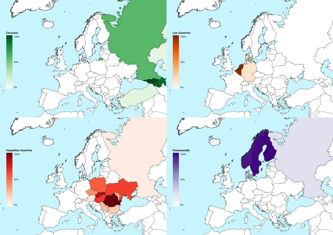 Caucus, Low Countries, Carpathians, & Fennoscandia Countries