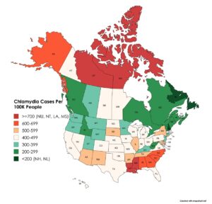 Chlamydia Cases Per 100K People by State & Province - Brilliant Maps