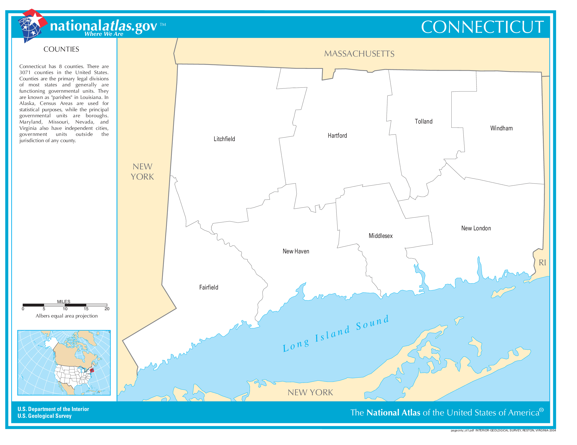 Connecticut County Map