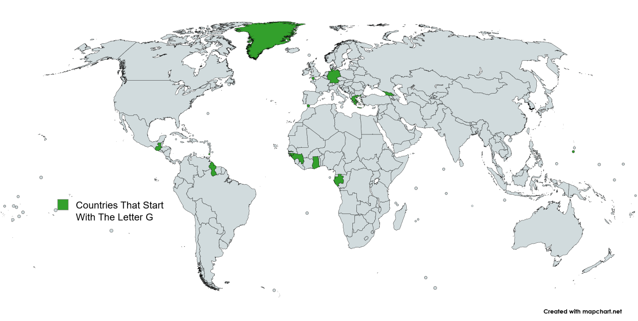 Map Of The 15 Countries That Start With The Letter 'G'
