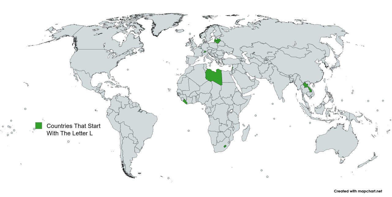 Map Of The 9 Countries That Start With The Letter 'L'