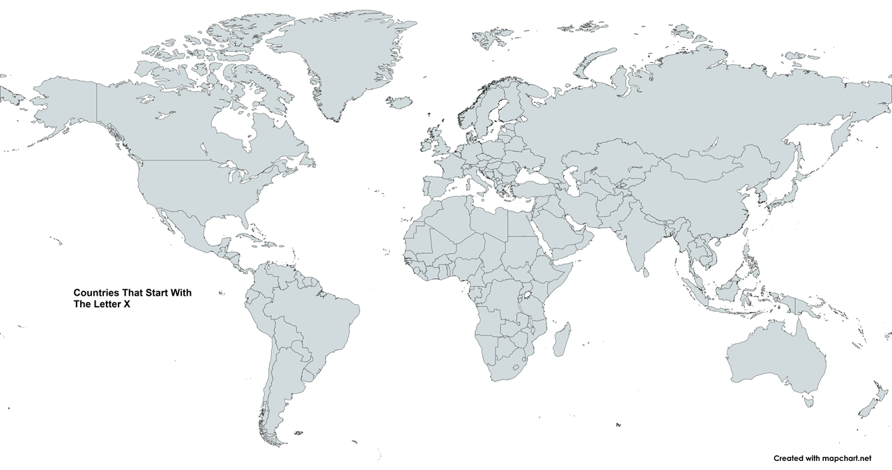 Map Of All The Countries That Start With The Letter 'X'