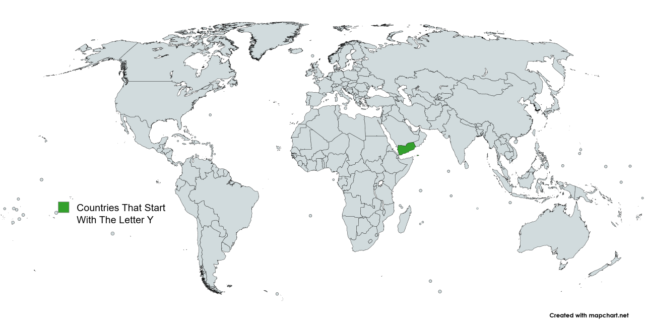 Map Of The 1 Country That Start With The Letter 'Y'