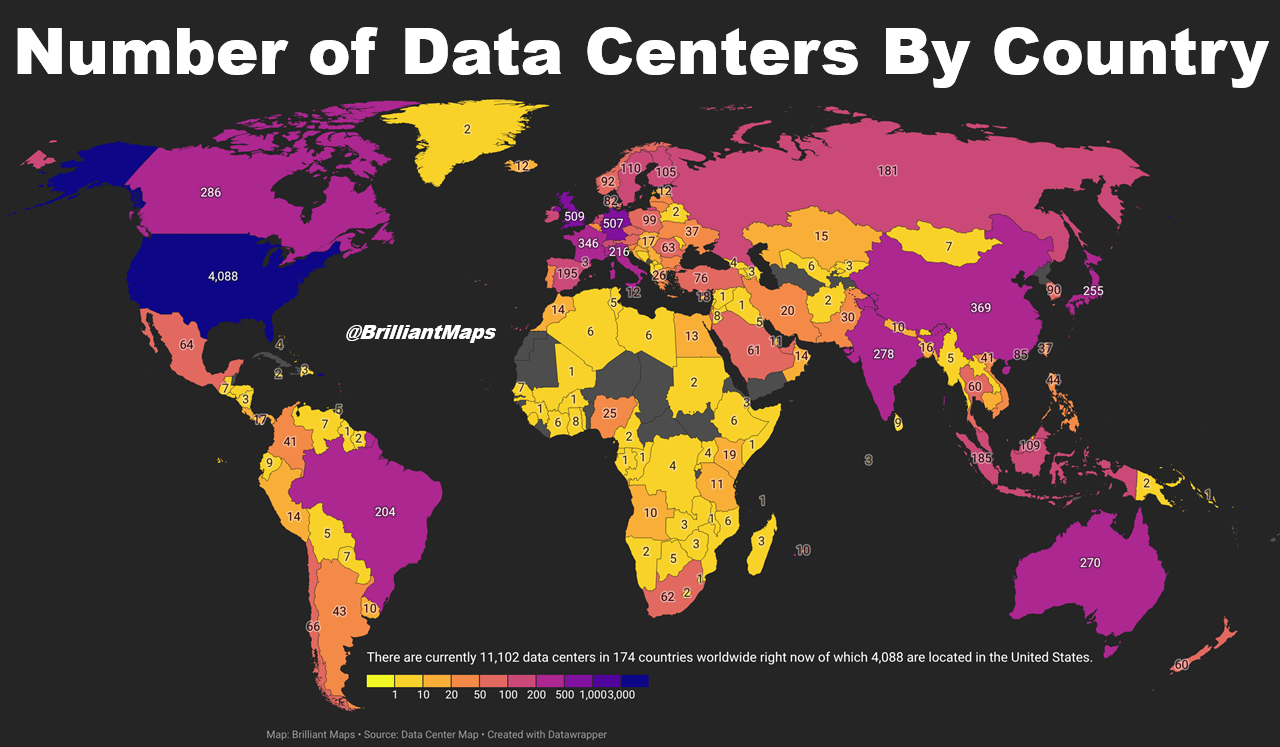 Number of Data Centers By Country 