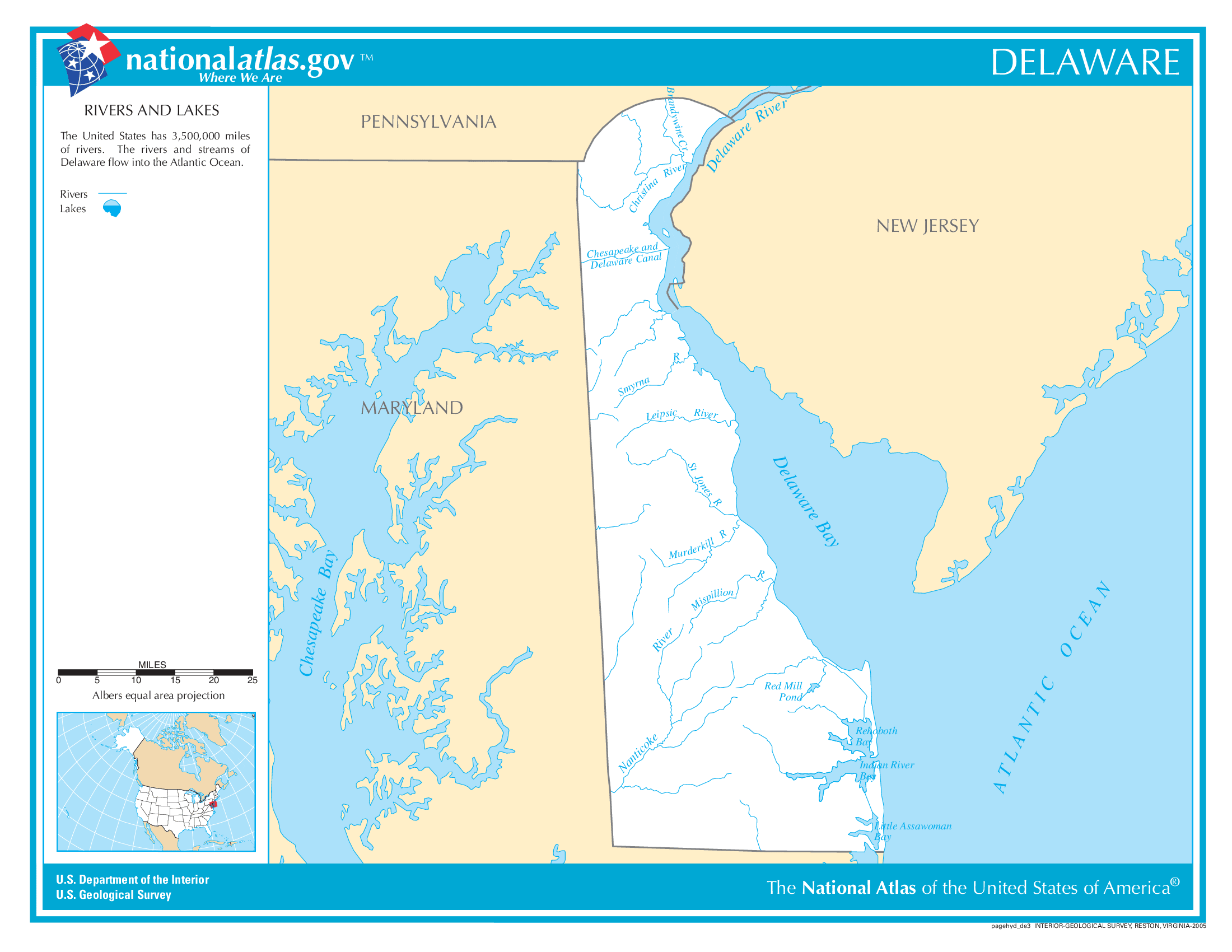 Map of Delaware Lakes and Rivers