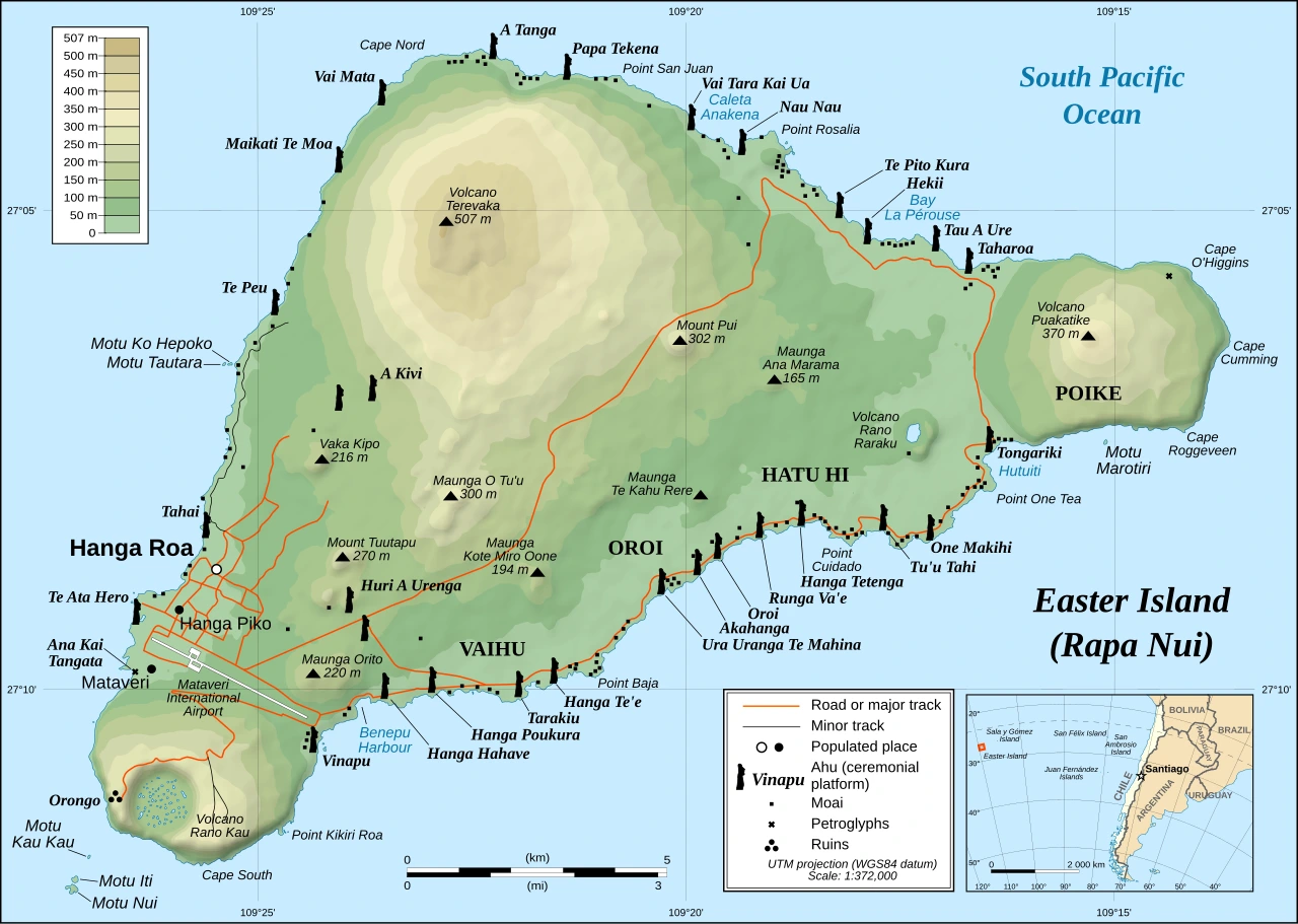 Detailed Map of Easter Island