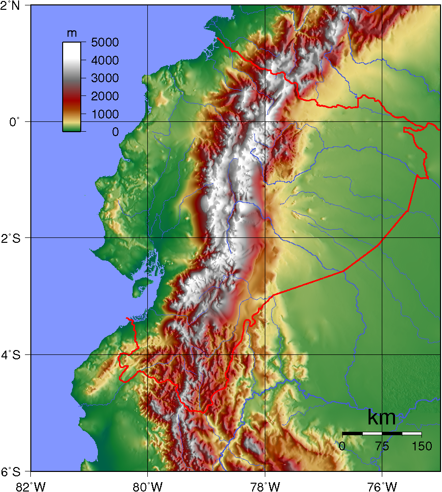 Topographic Map of Ecuador