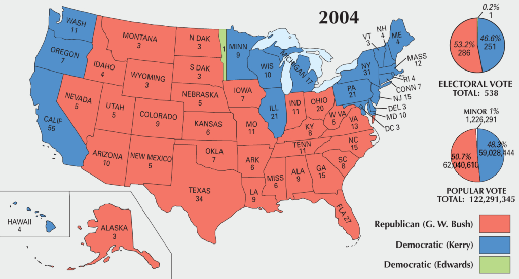 2004 US Presidential Election Map: Bush vs Kerry