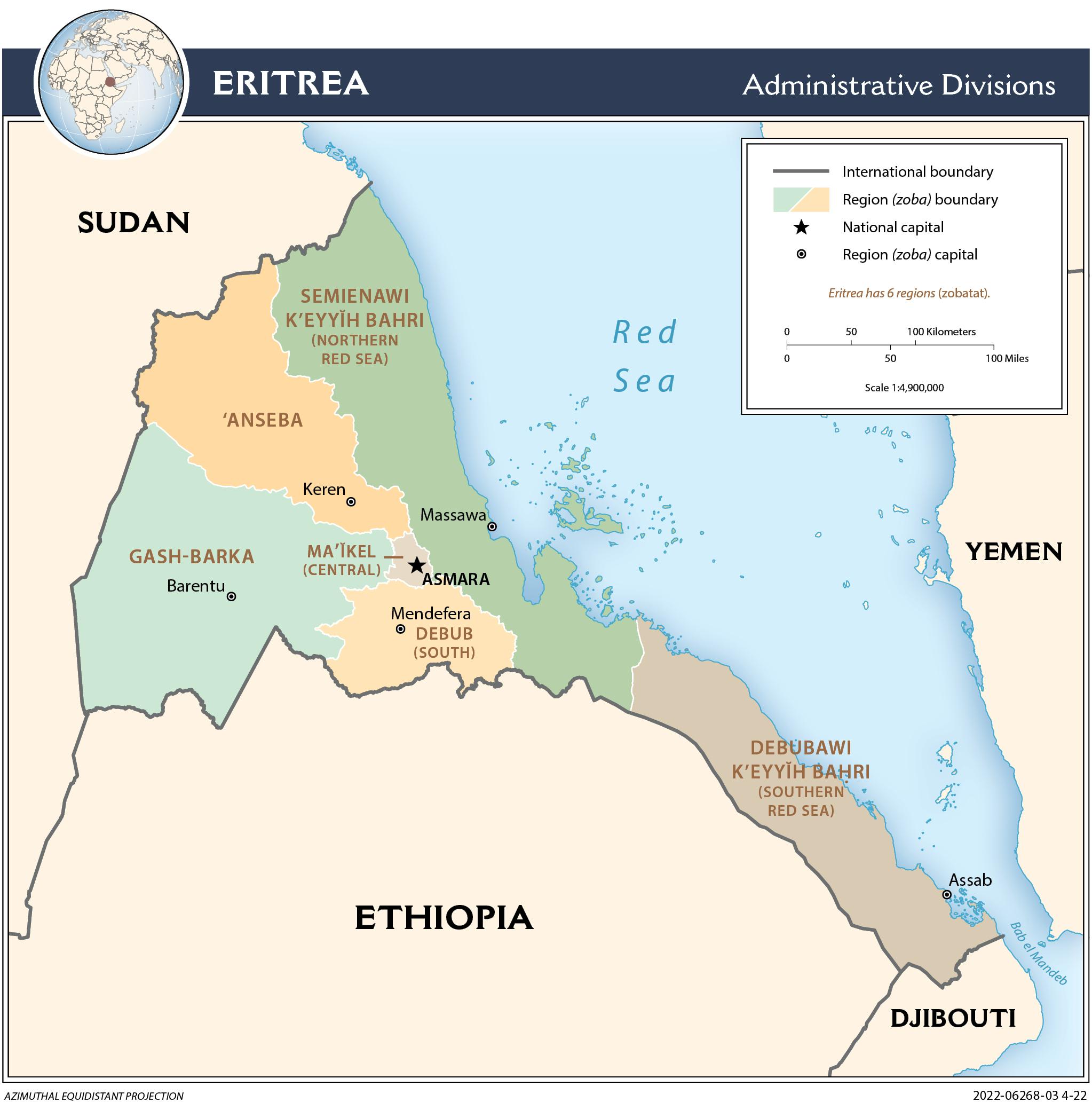 Administrative Map Of Eritrea