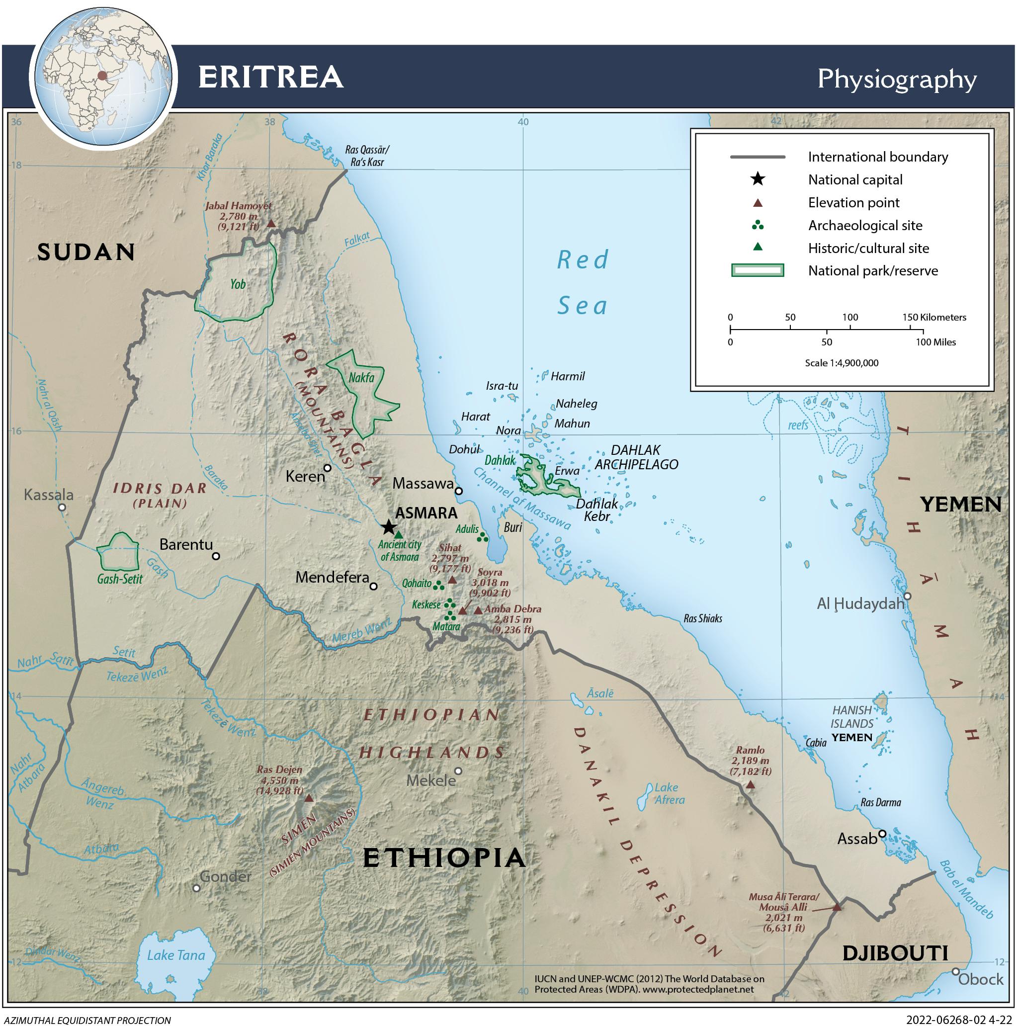 Eritrea Physiography Map