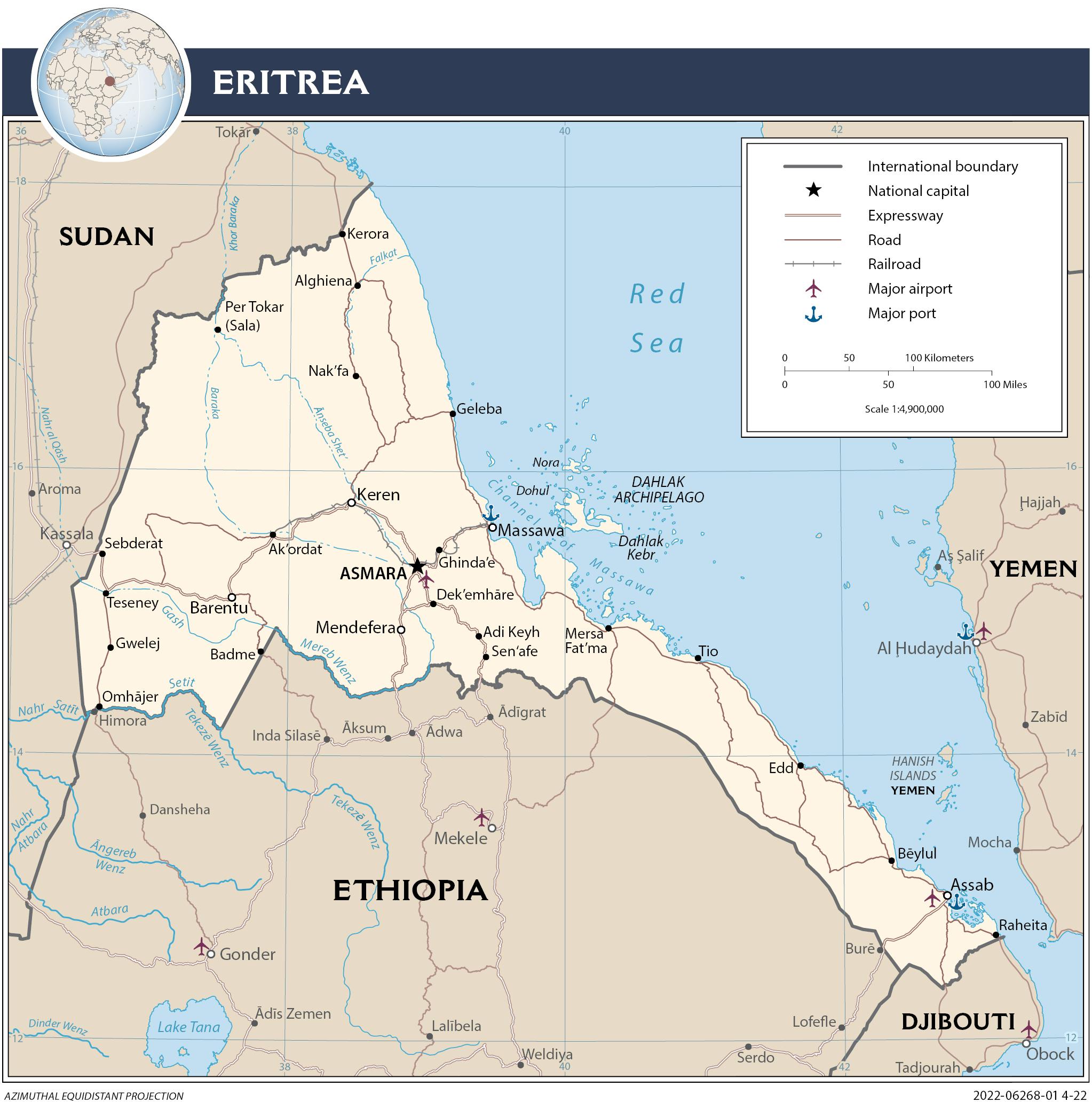 Eritrea Transportation Map