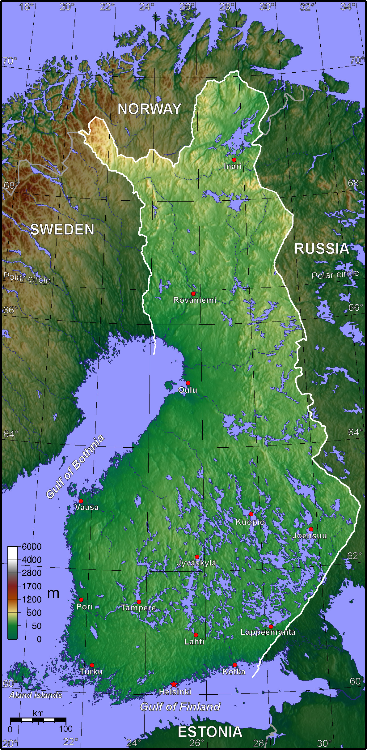 Topographic Map of Finland