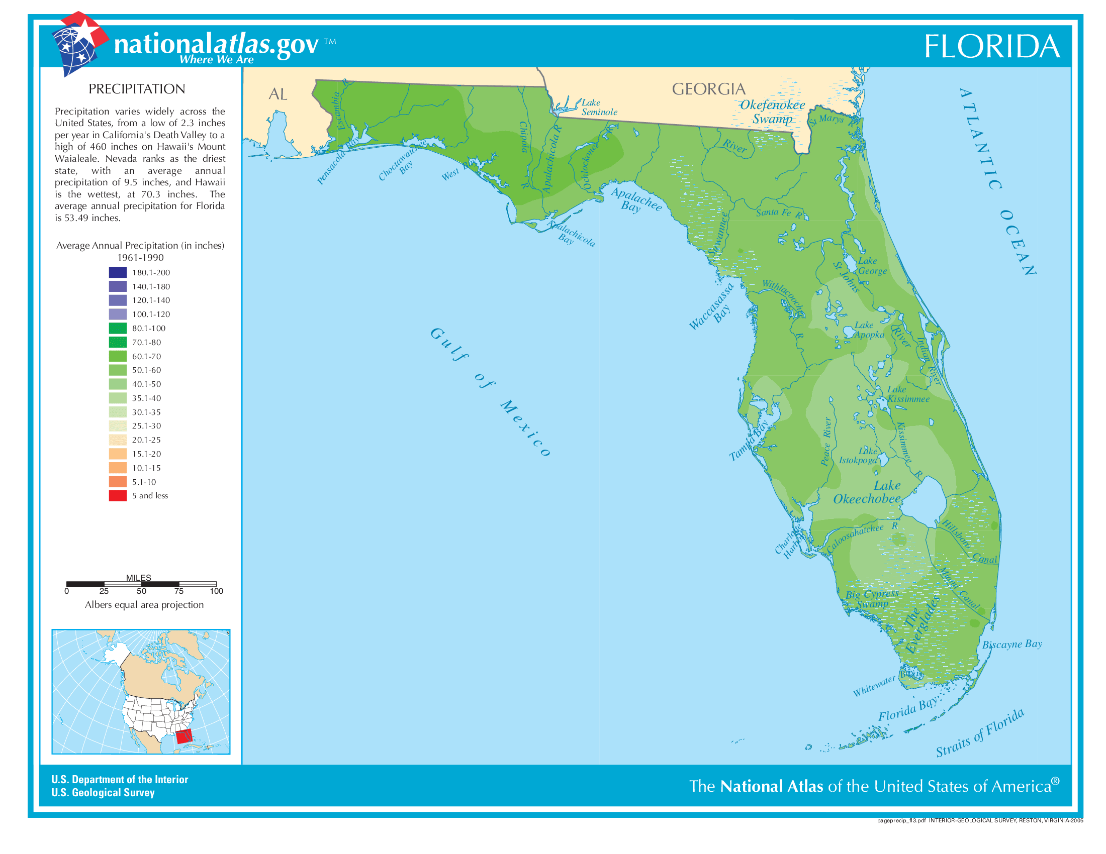 Florida Annual Precipitation Map