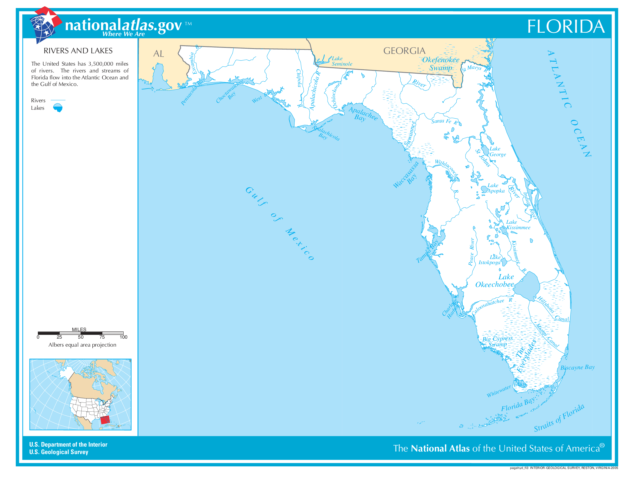 Map of Florida Lakes and Rivers