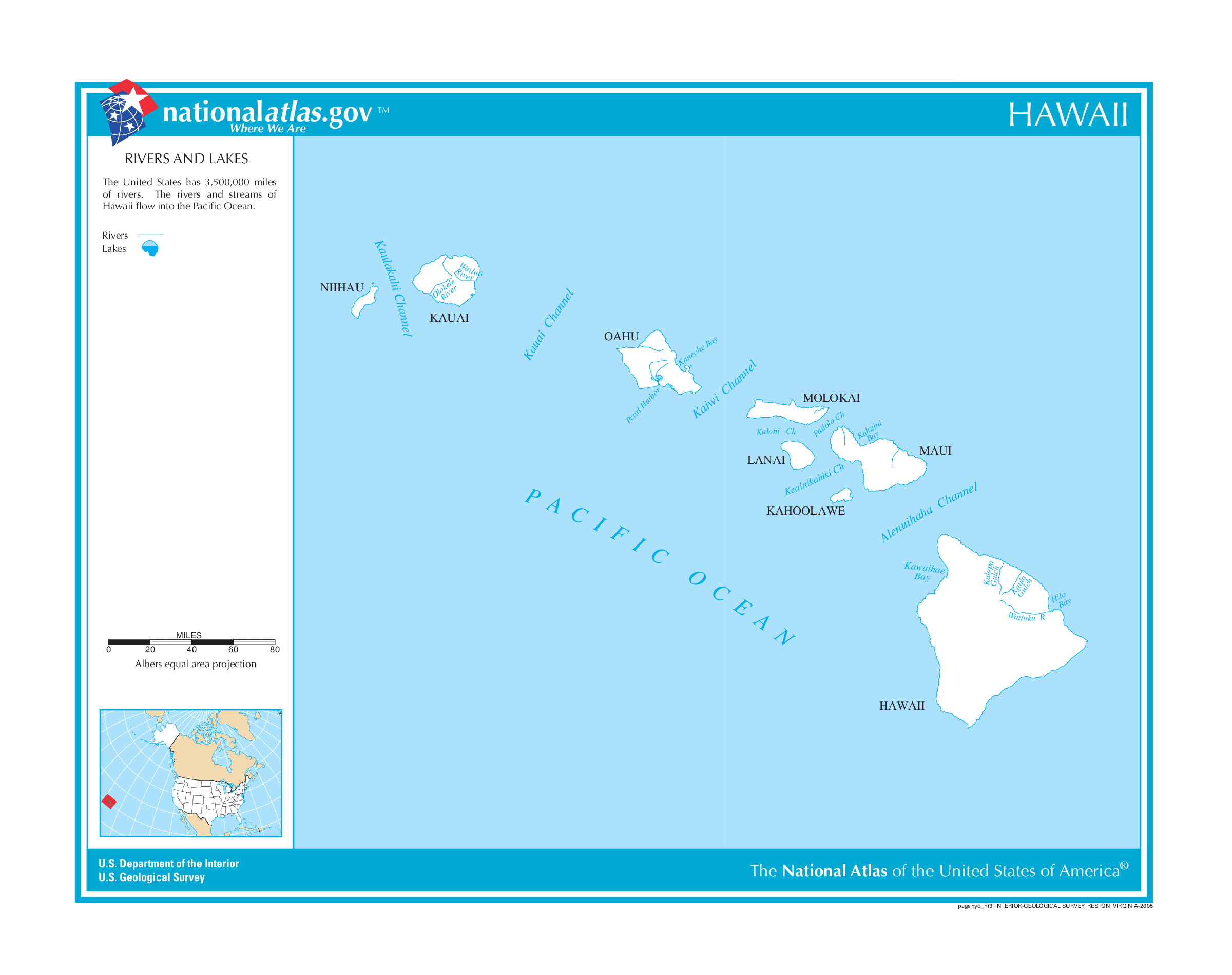 Map of Hawaii Lakes and Rivers