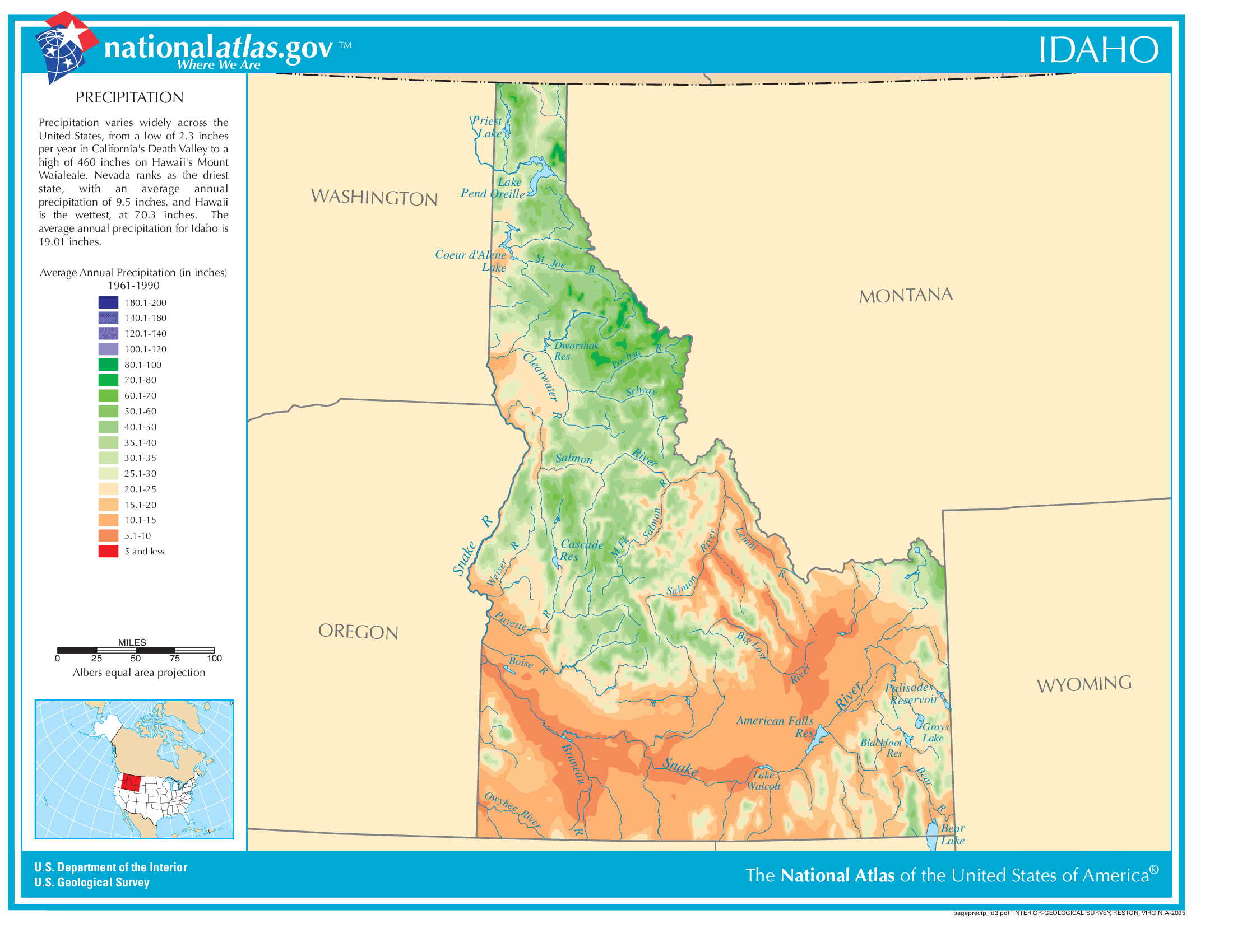 Idaho Annual Precipitation Map
