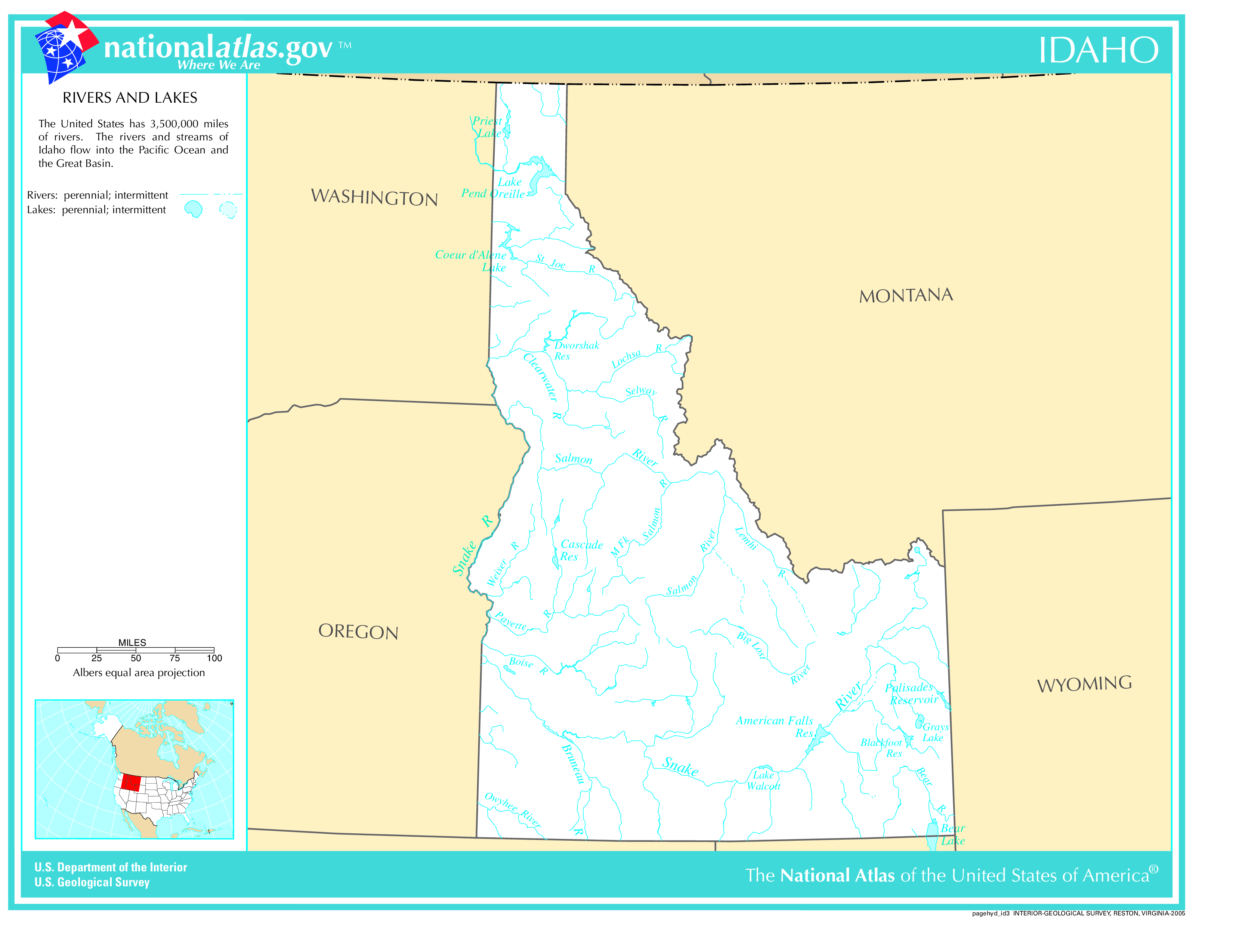 Map of Idaho Lakes and Rivers