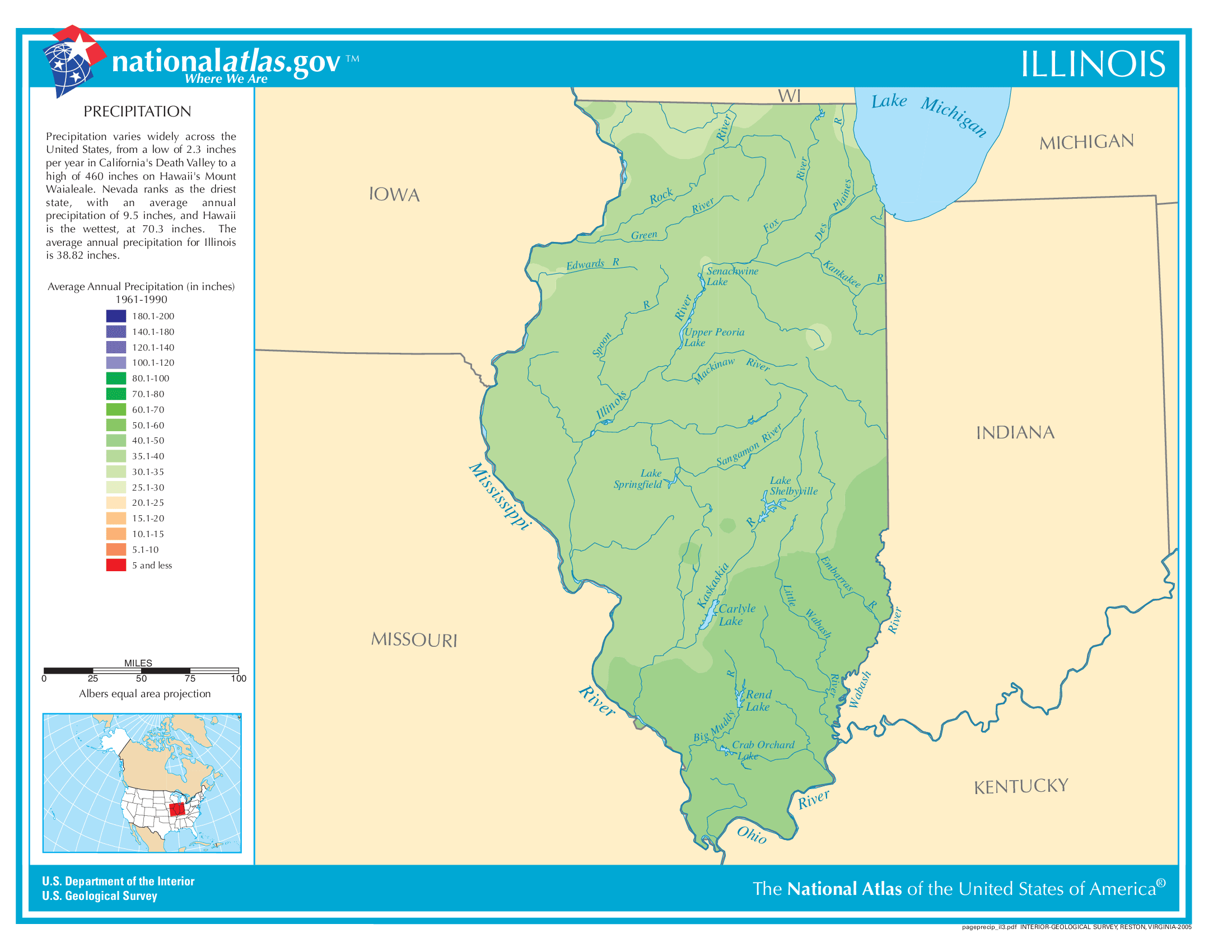 Illinois Annual Precipitation Map