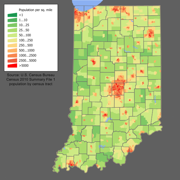 Indiana Population Density Map