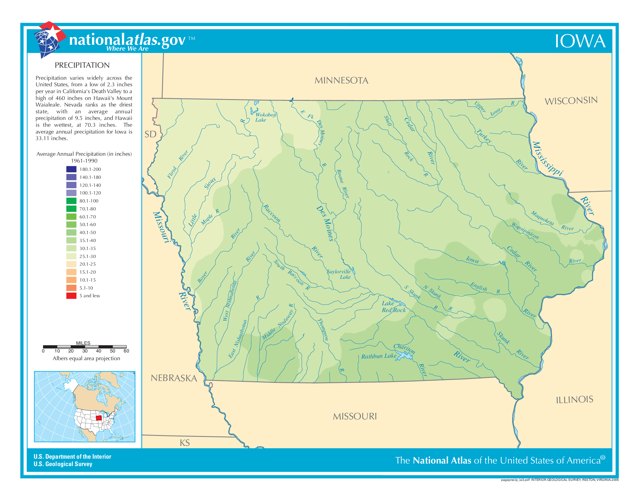 Iowa Annual Precipitation Map