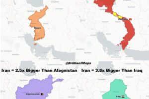 Iran’s Size Compared To 5 Other Countries The US Has Invaded