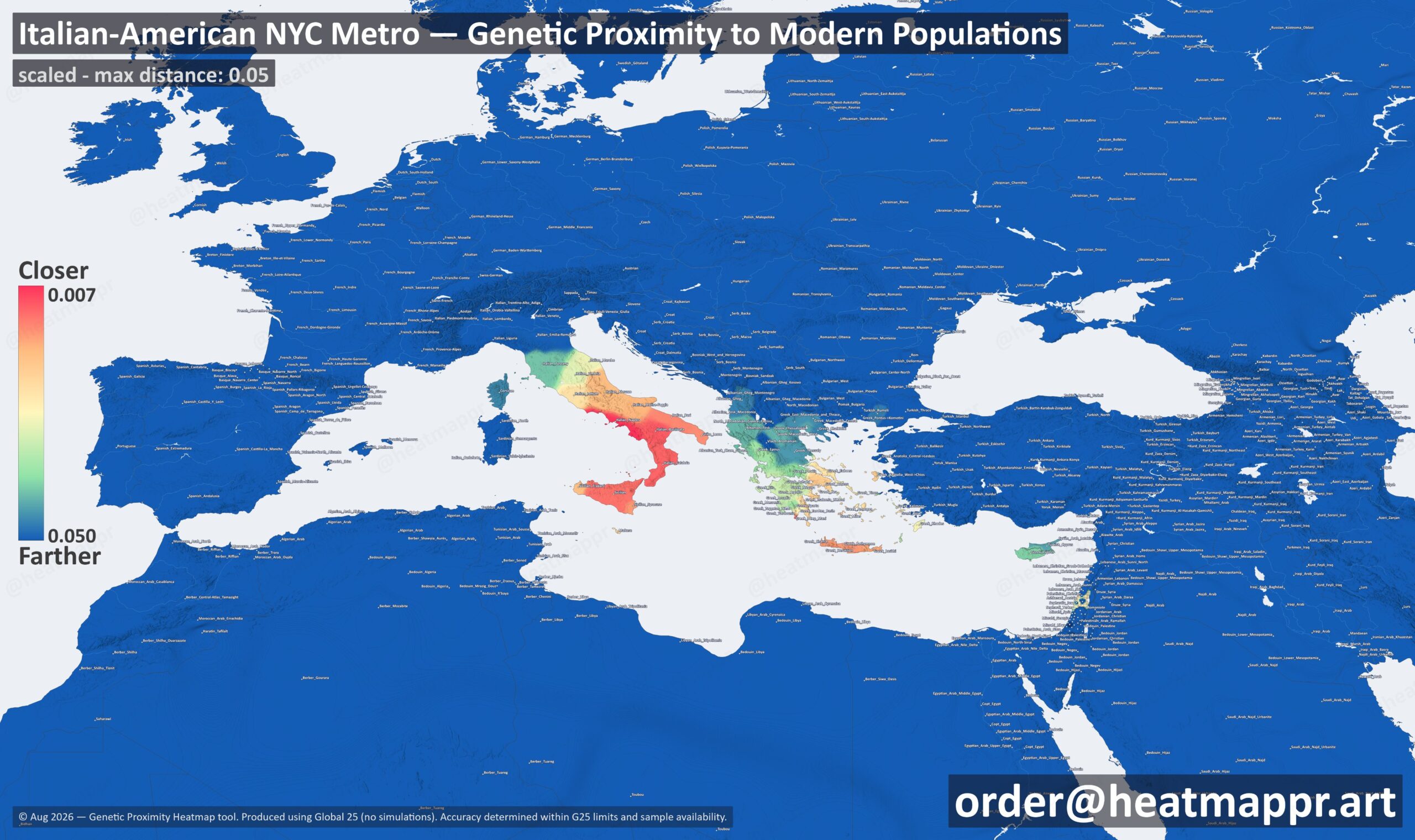 Brilliant Maps - 23 Fascinating DNA Distance Maps From Heatmappr