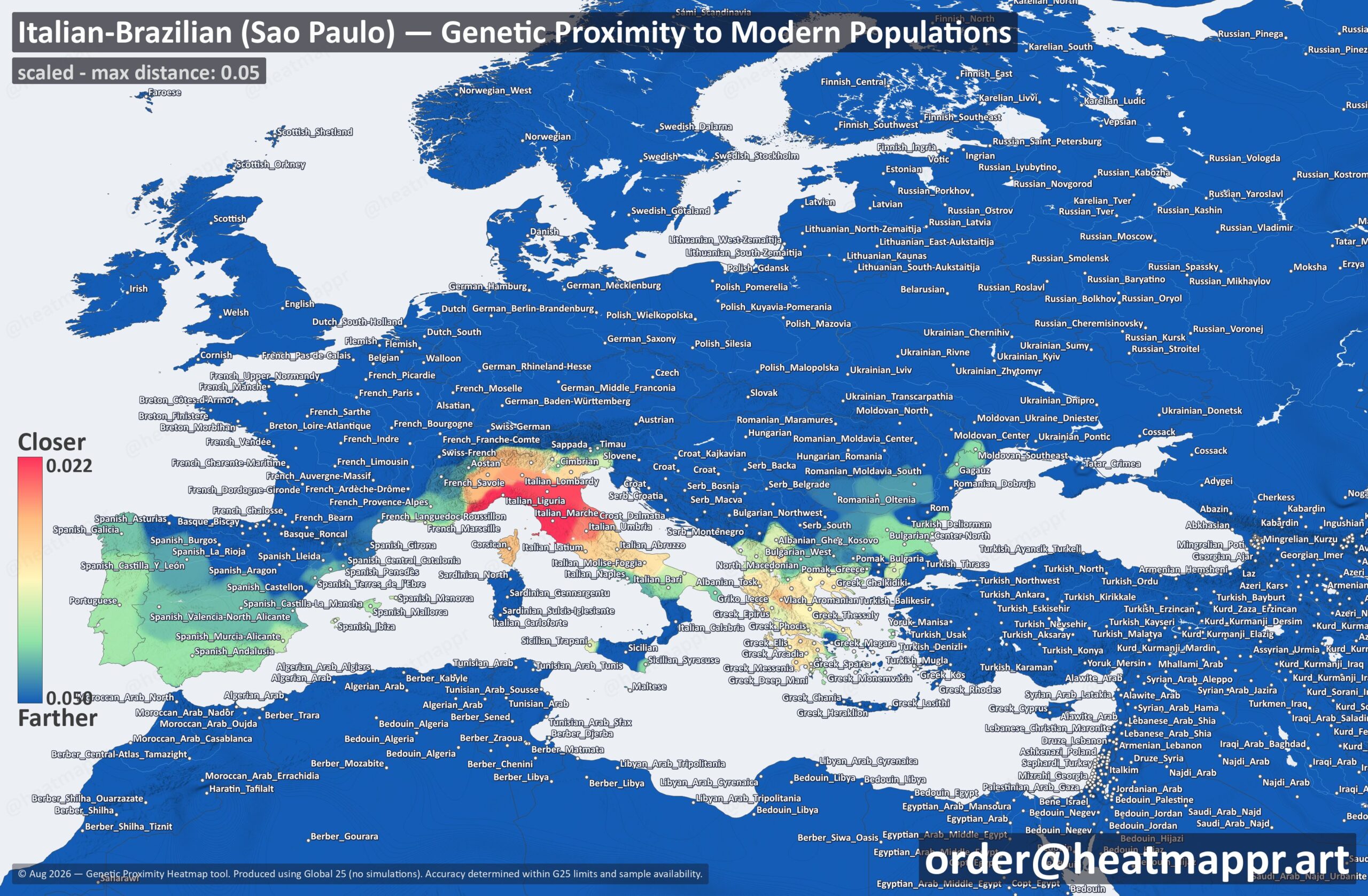 Italian Brazilians DNA Heatmap