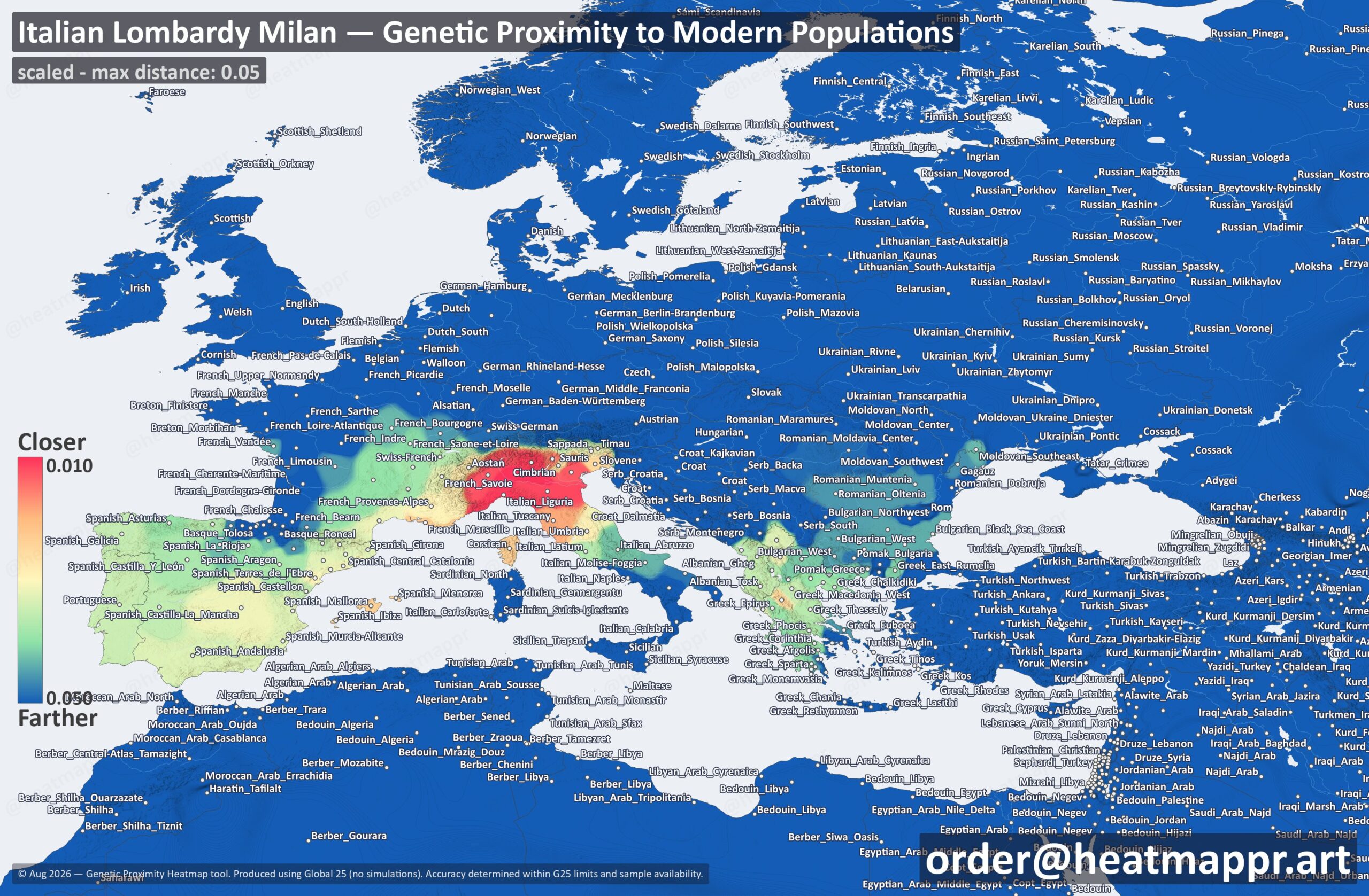 Italians from Milan DNA Heatmap