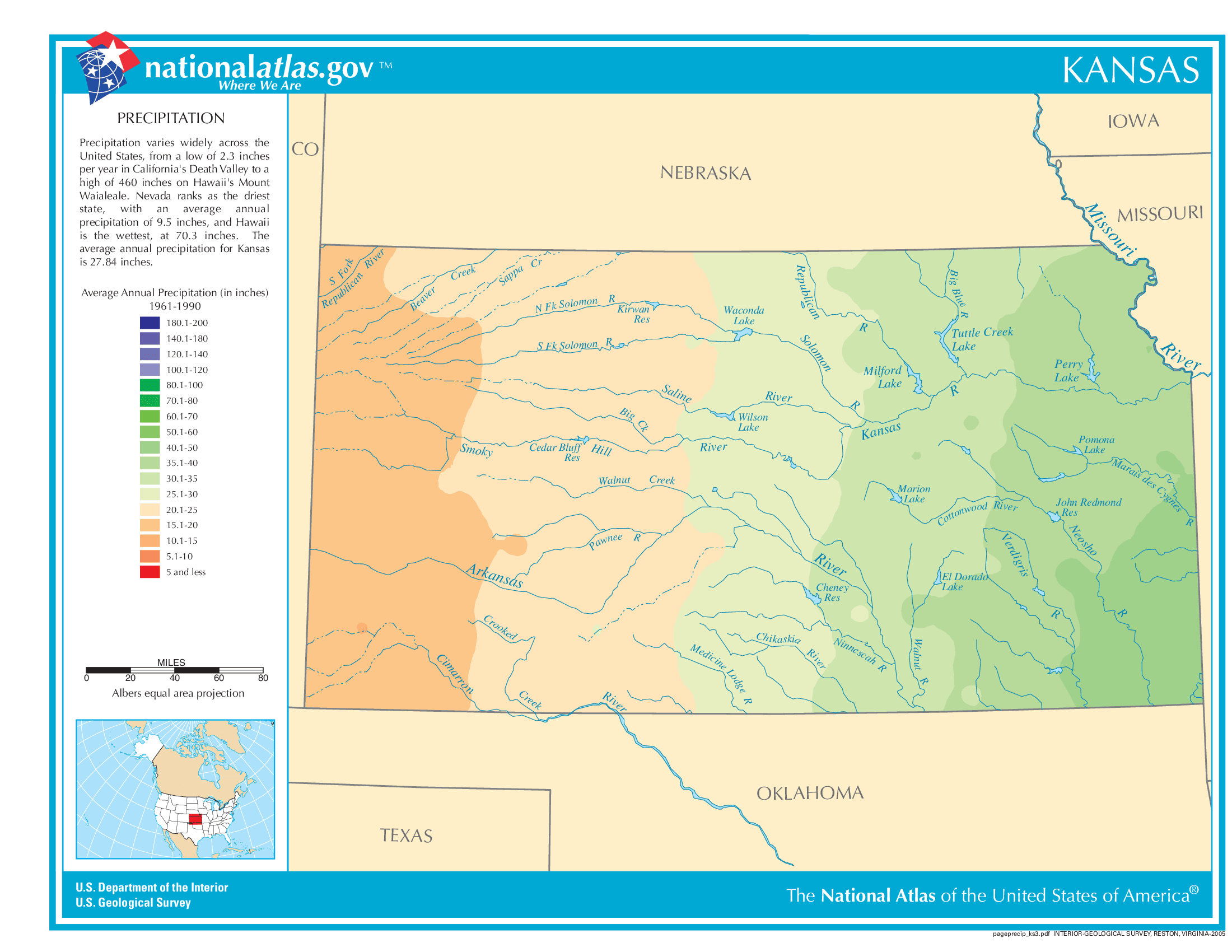Kansas Annual Precipitation Map
