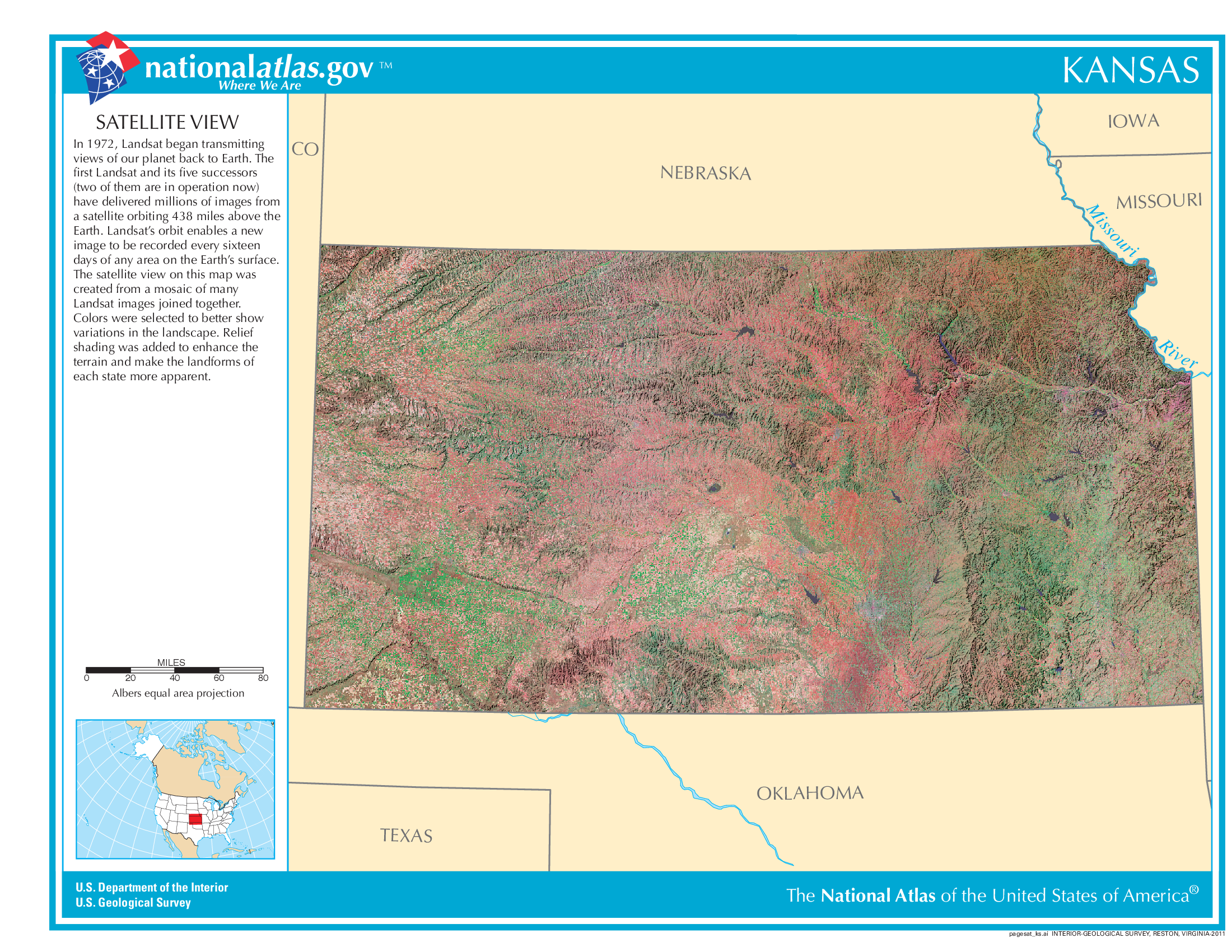 Satellite Map Kansas